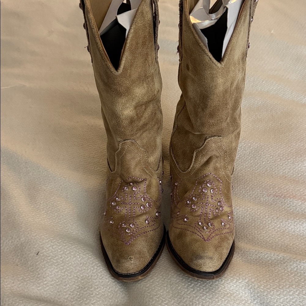 Roper Tan Embellished Kid’s Boots Size 2